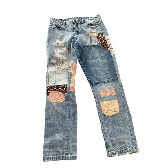 Blank NYC Patch Denim Jeans Size 27 Boho Coastal Summer Whimsy - Picture 1 of 5